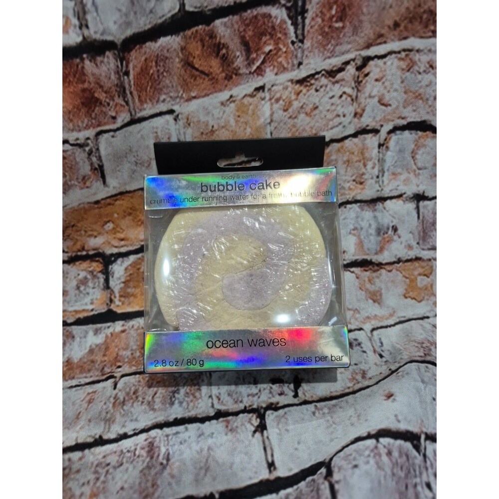 NEW Body & Earth Ocean Waves Bubble Cake 2.8 oz, 2 uses per bar New Bath Bomb